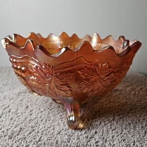 Fenton Marigold Carnival Glass Bowl Grable&Persian Medallion Pattern